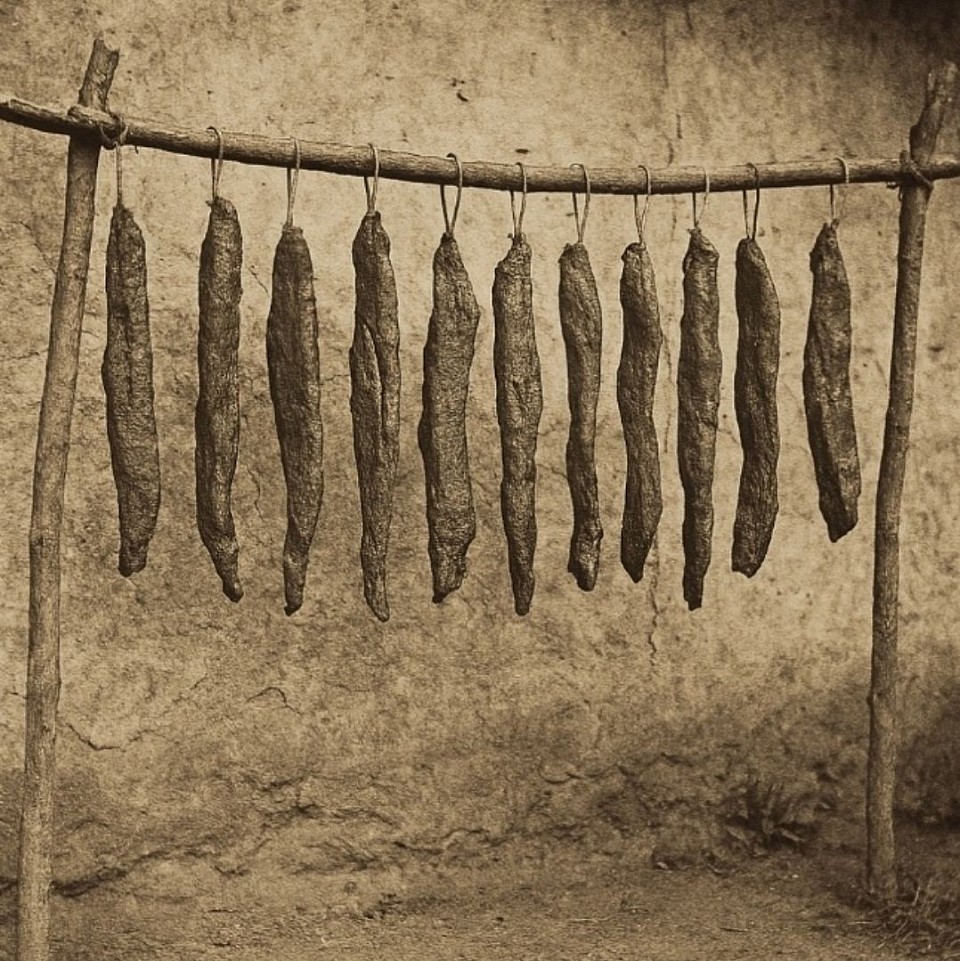 An early example of a traditional biltong drying rack