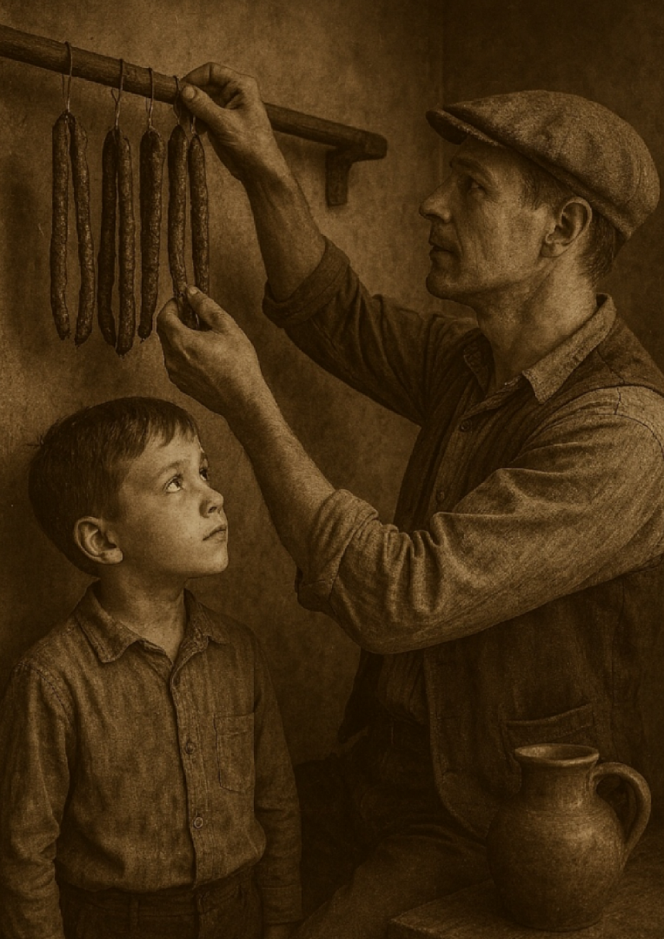An authentic Klein Karoo indoor setup for drying traditional droëwors